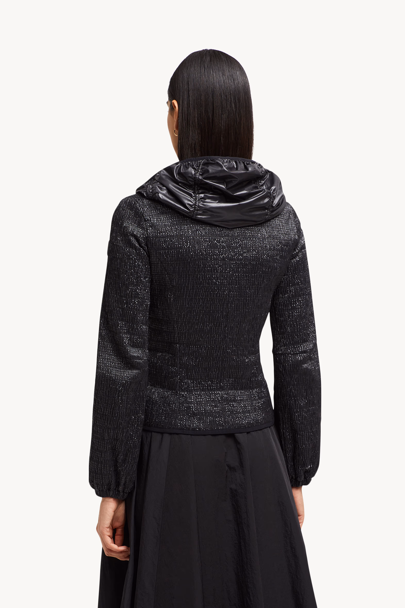 Yville Hooded Ruched Windbreaker Women Black Moncler 5